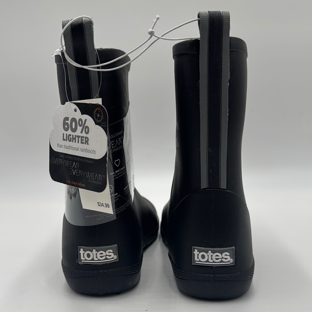 NWT Totes Cirrus Black Lightweight Rain Boots Size 4-5 - Picture 7 of 12